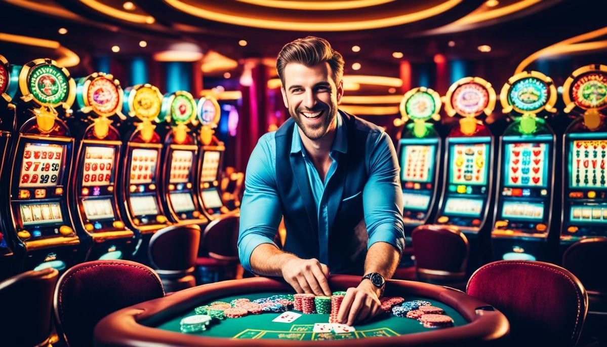 Antarmuka aplikasi demoslot menampilkan menu utama dengan akses ke slot, casino live, dan sportsbook